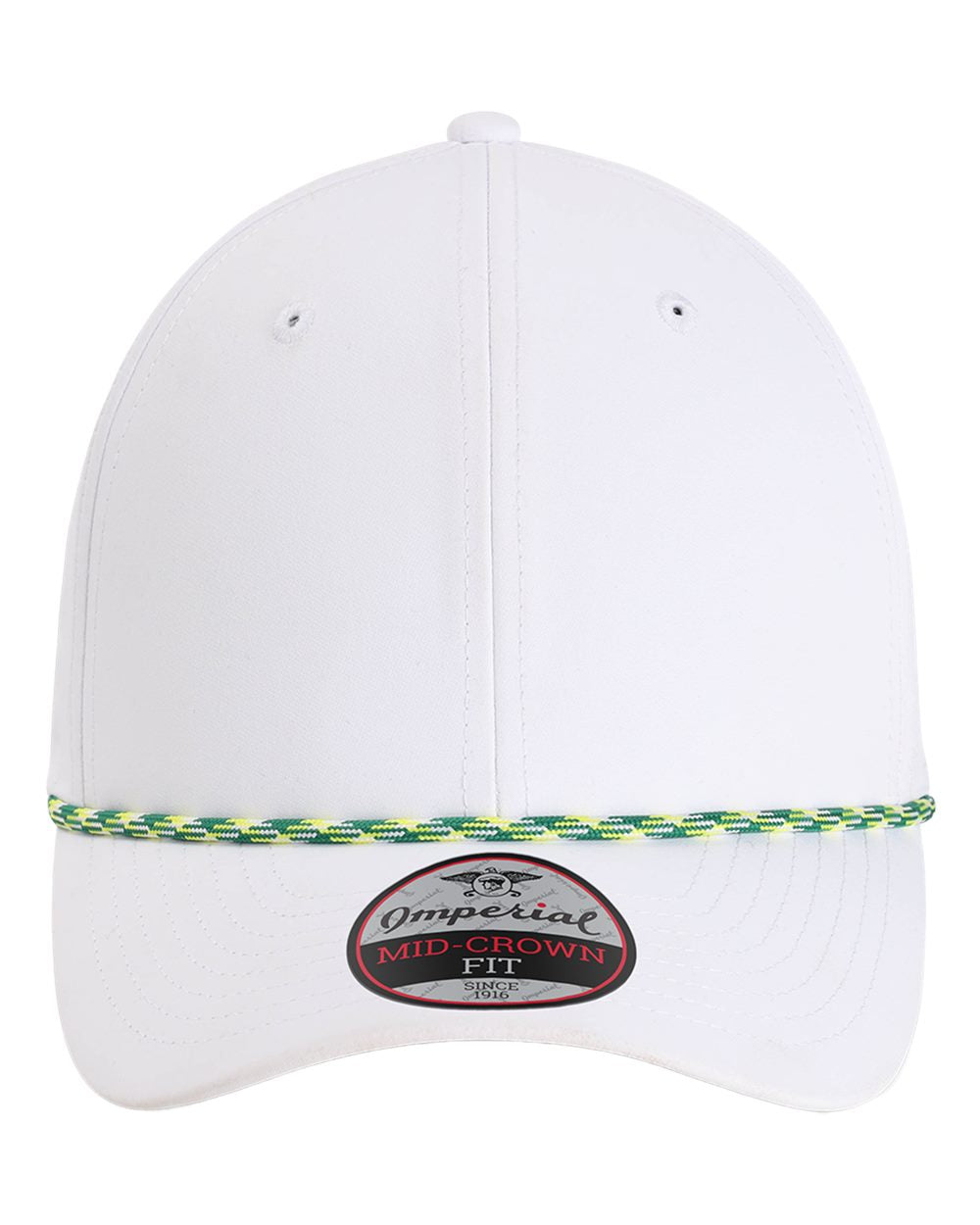 Front View of White/ Green/ Yellow The Wingman Cap - 7054