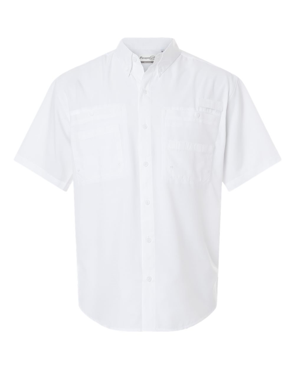 Front View of White Hatteras Performance Short Sleeve Fishing Shirt - 700