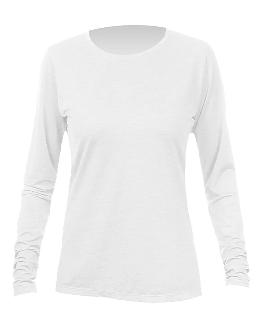 Front View of White Heathered Women's Breeze Tech Long Sleeve T-Shirt - WSBRZL0