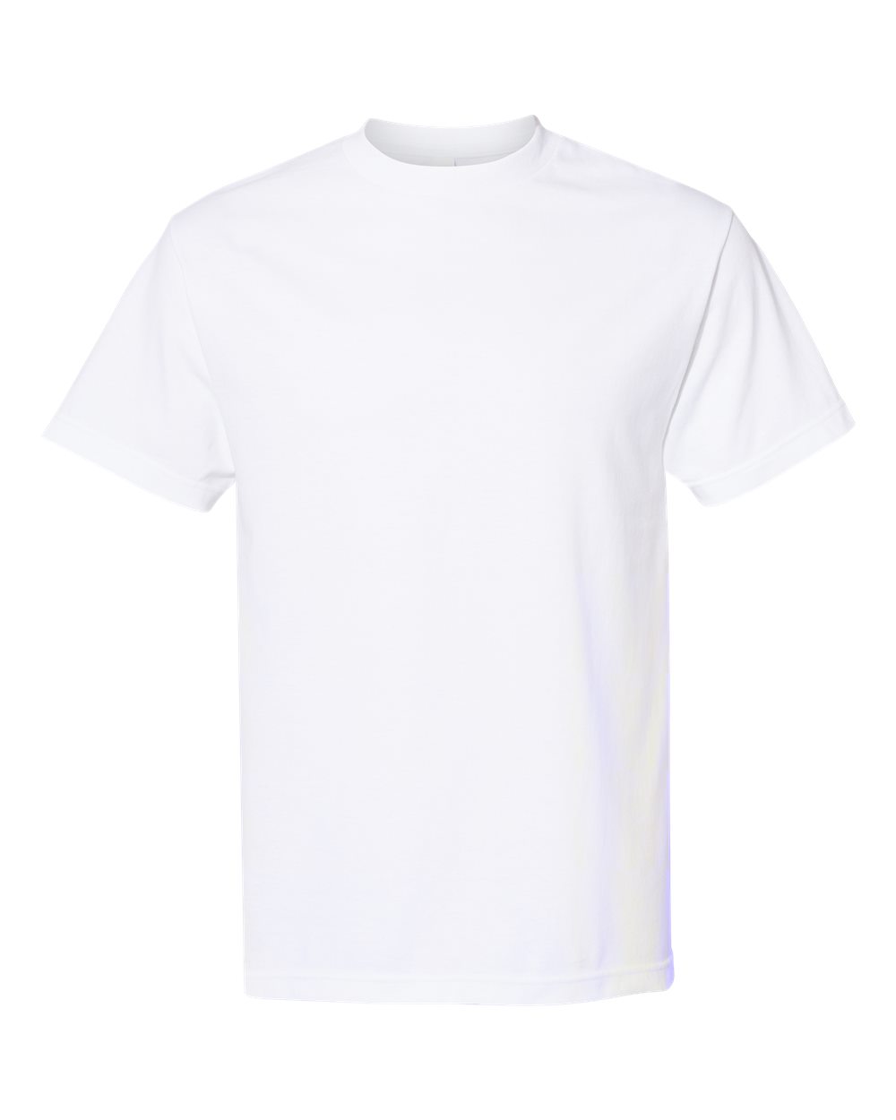 Front View of White Heavyweight Cotton Tee - 1301