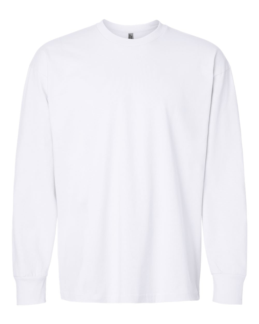 Front View of White Heavyweight Long Sleeve T-Shirt - 7211