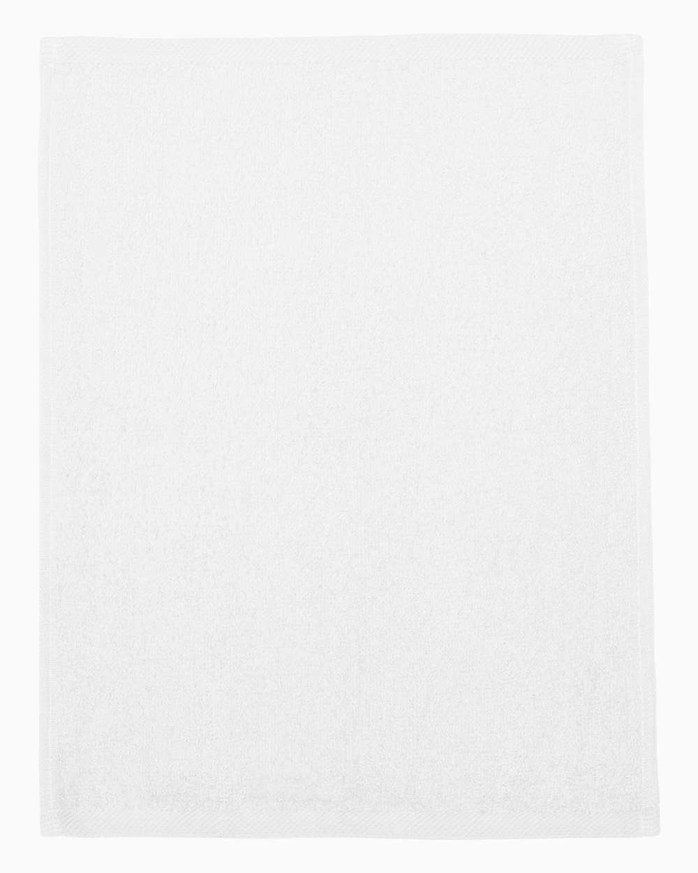 Front View of White Hemmed Fingertip Towel - T600