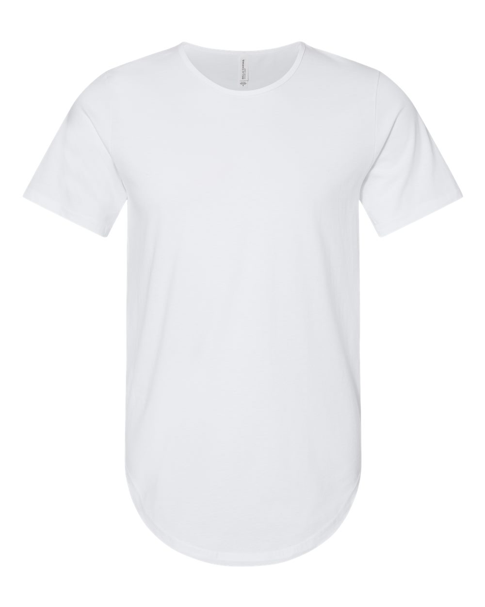 Front View of White Jersey Curved Hem Tee - 3003
