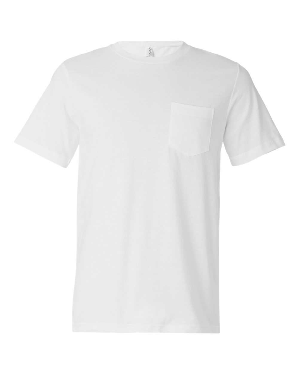 Front View of White Jersey Pocket Tee - 3021