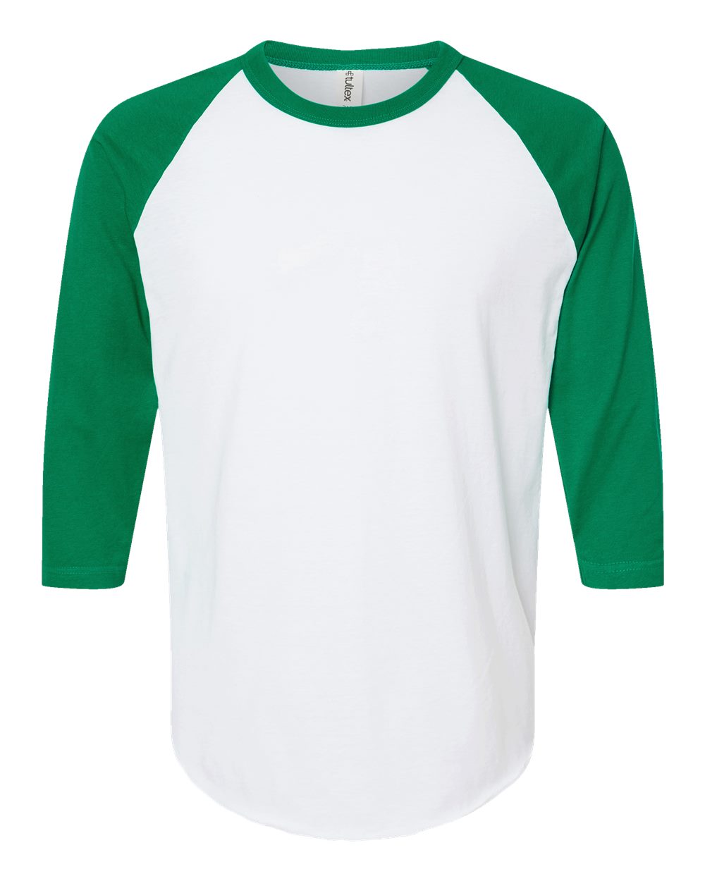 Front View of White/ Kelly Fine Jersey Raglan T-Shirt - 245