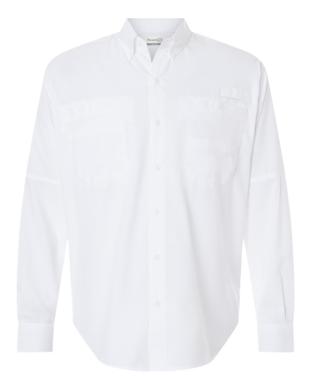 Front View of White Kitty Hawk Performance Long Sleeve Fishing Shirt - 702