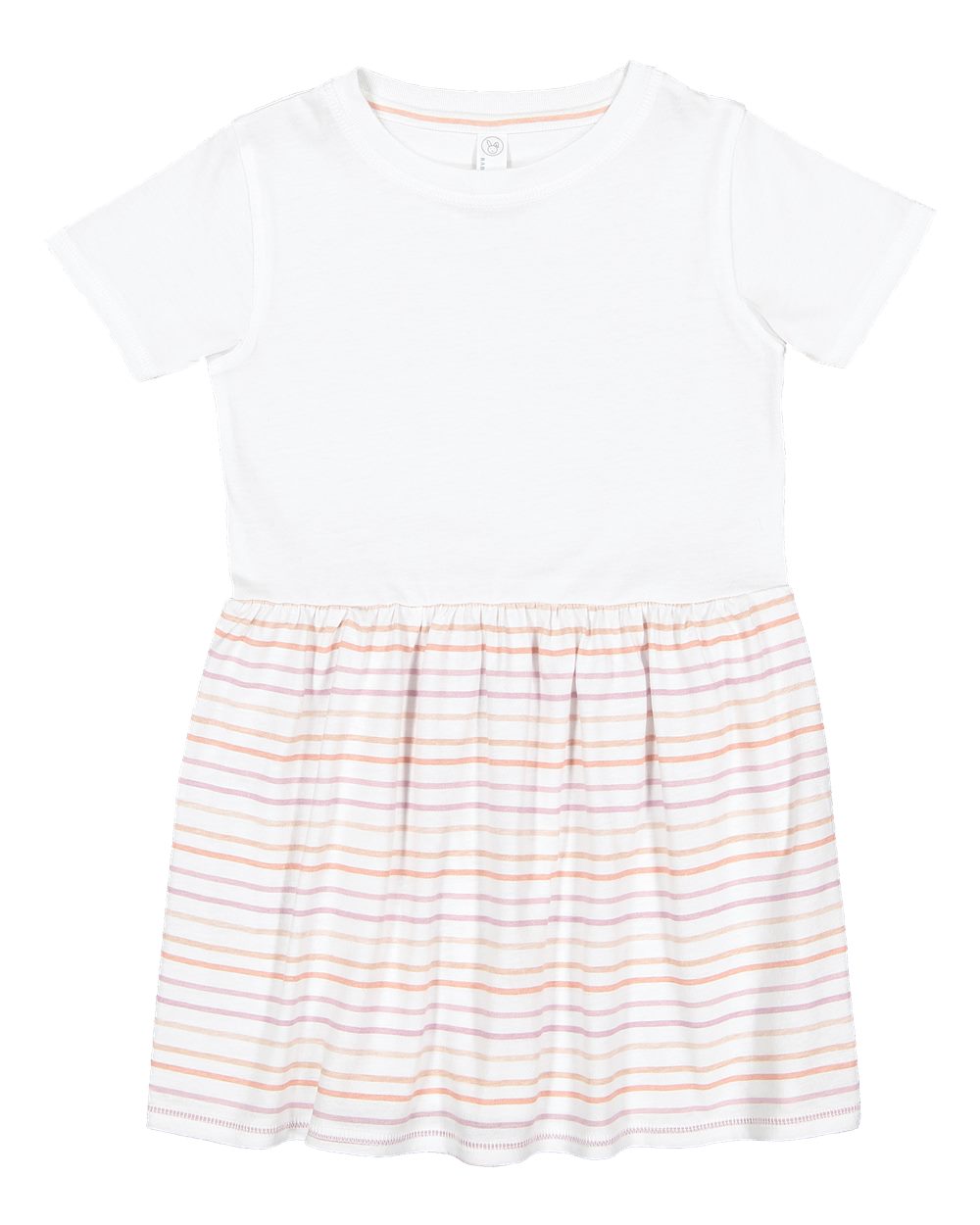 Front View of White/ Lilac Stripe Toddler Fine Jersey Dress - 5333