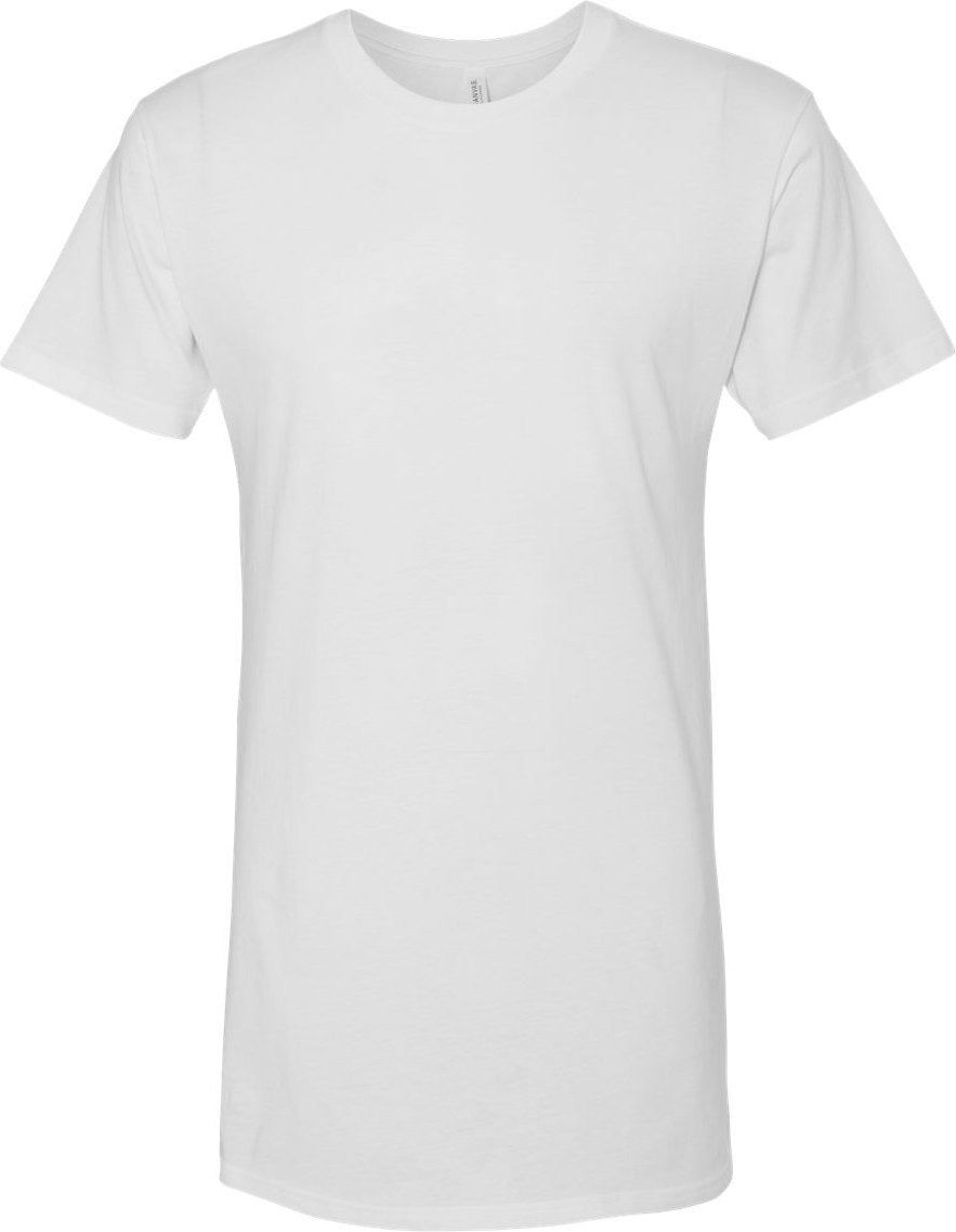 Front View of White Long Body Urban Tee - 3006