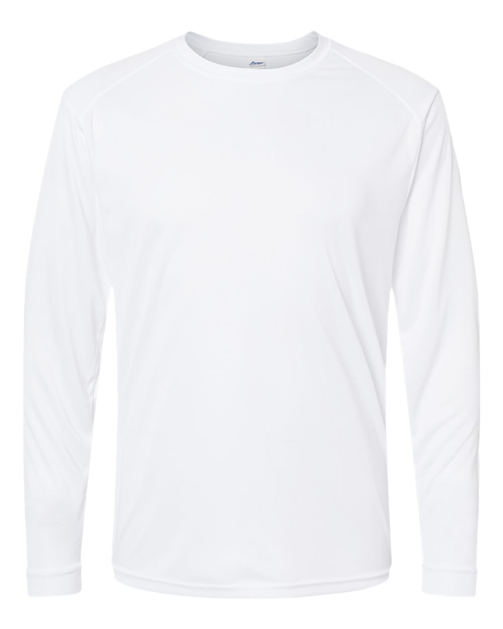 Front View of White Long Islander Performance Long Sleeve T-Shirt - 210