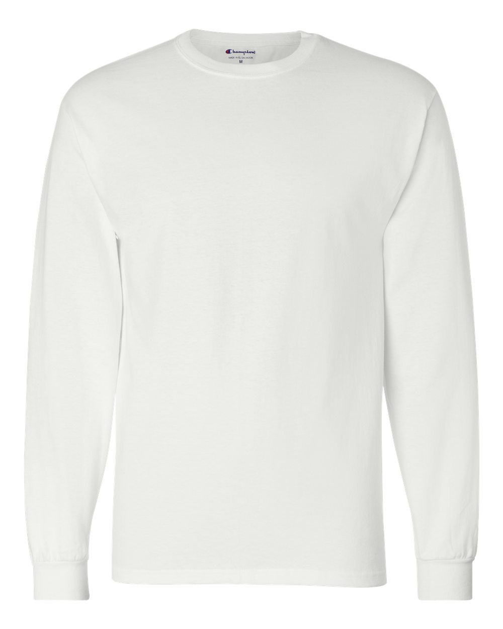 Front View of White Long Sleeve T-Shirt - CC8C