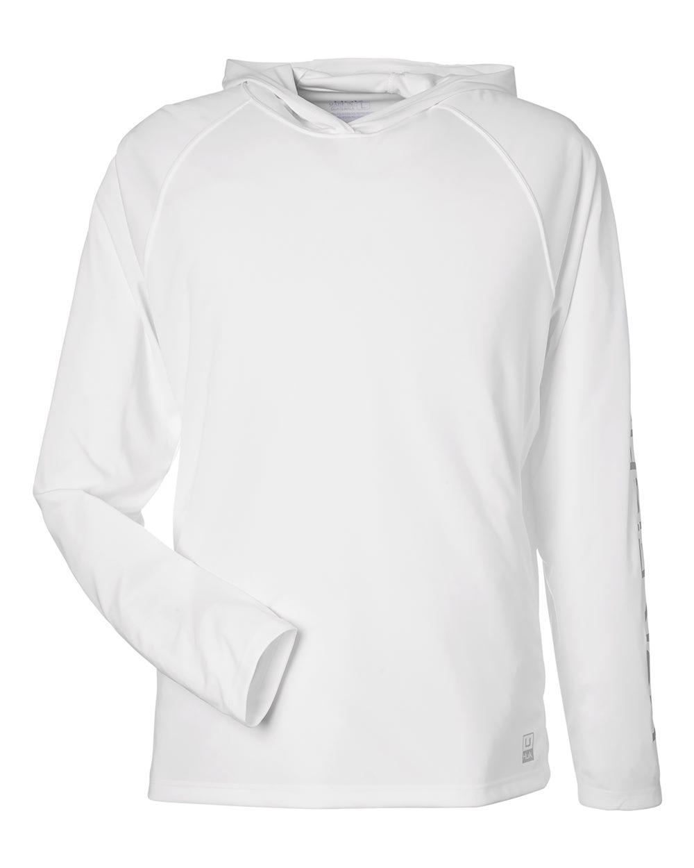 Front View of White LoPro Pursuit Long Sleeve Hooded T-Shirt - H12L010