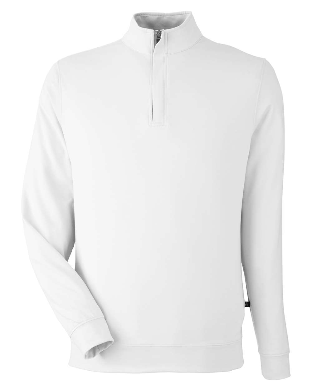 Front View of White McKinnon Quarter-Zip Pullover - SWM500