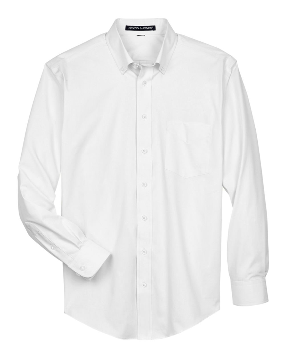 Front View of White Men's Crown Collection® Oxford Woven Dress Shirt - D630