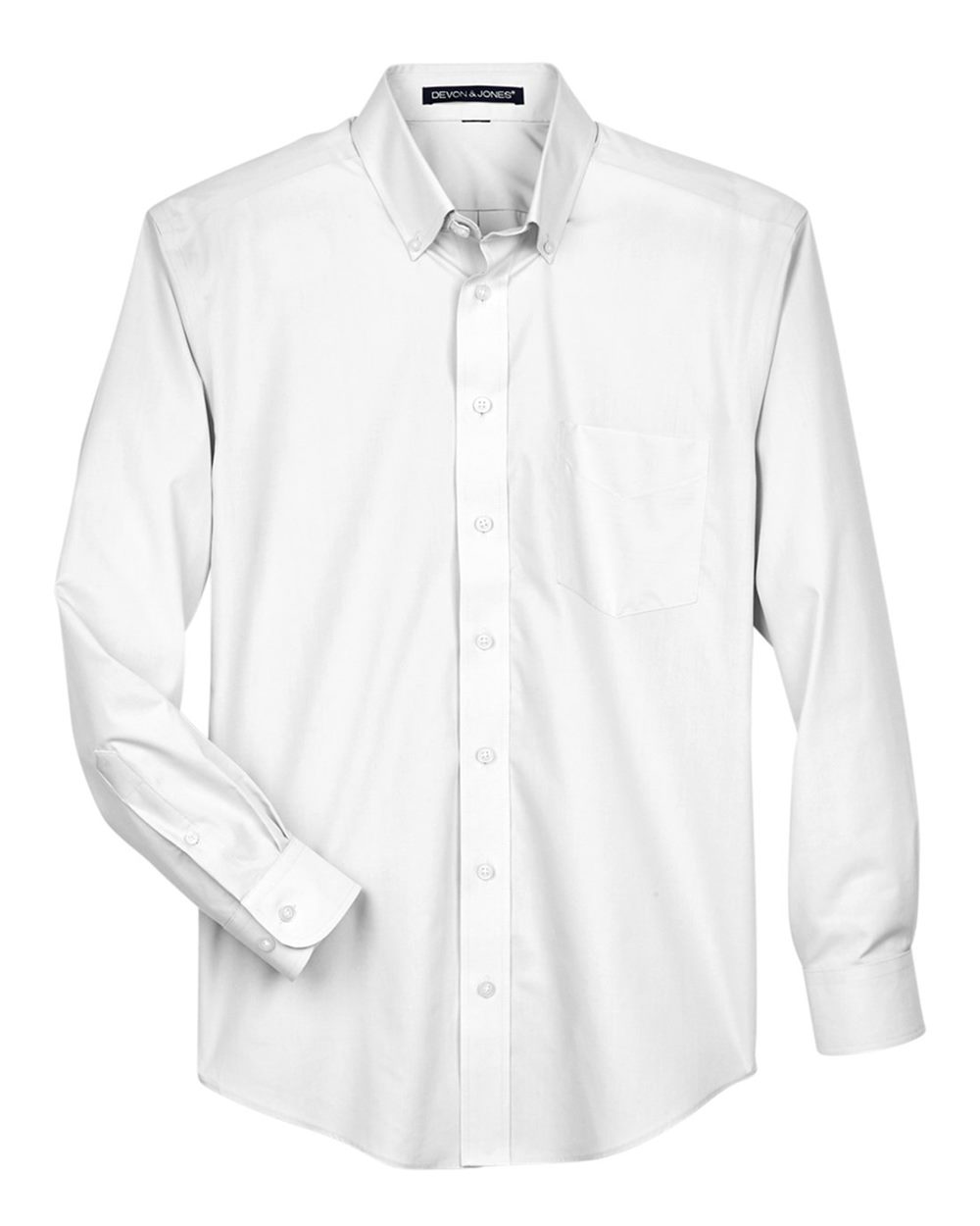 Front View of White Men's Crown Collection® Tall Broadcloth Woven Dress Shirt - D620T