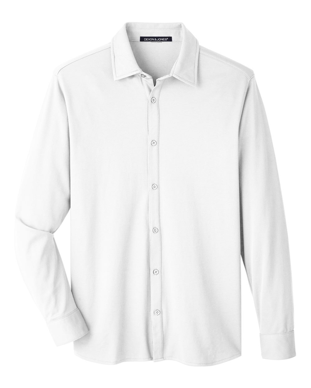 Front View of White Men's CrownLux Performance® Plaited Dress Shirt - DG20Z