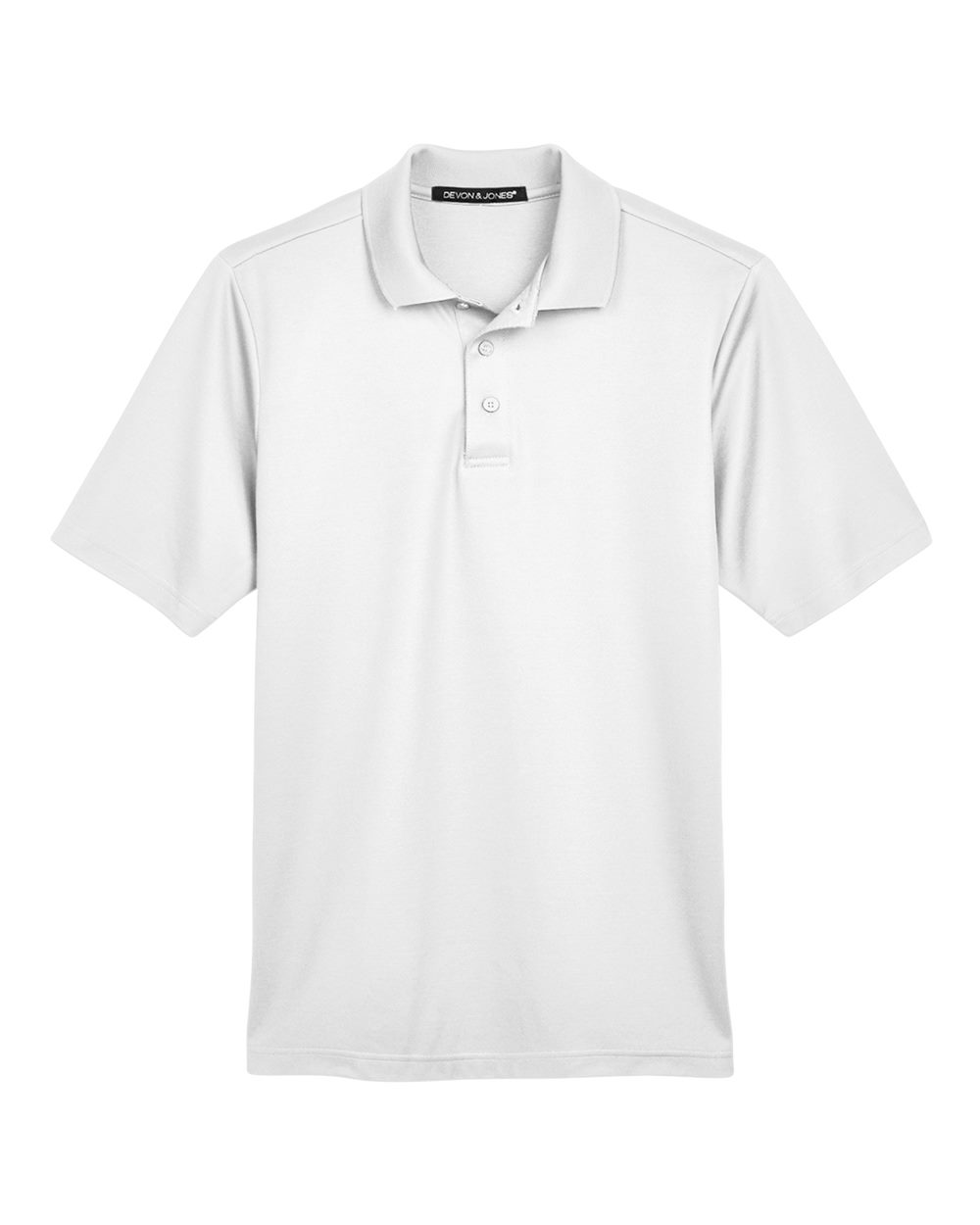 Front View of White Men's CrownLux Performance® Plaited Polo - DG20