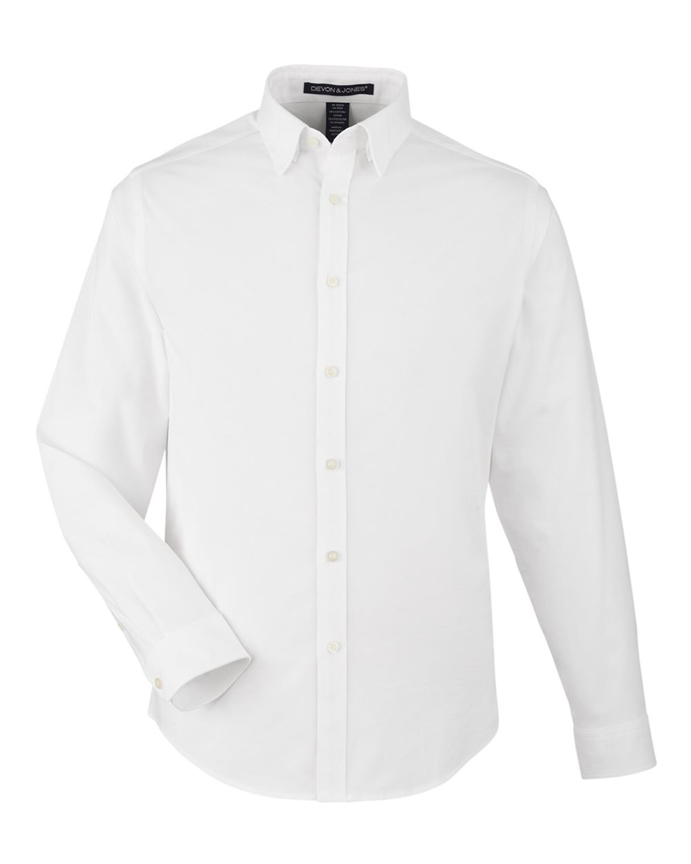 Front View of White Men's CrownLux Performance® Spencer Poplin Dress Shirt - DG505