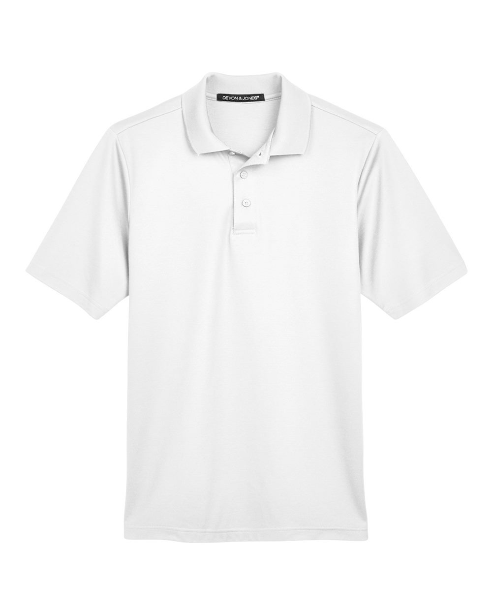 Front View of White Men's CrownLux Performance® Tall Plaited Polo - DG20T