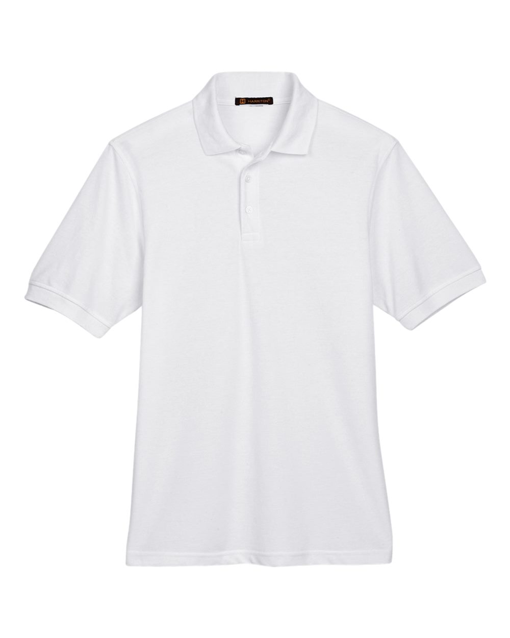 Front View of White Men's Easy Blend™ Polo - M265