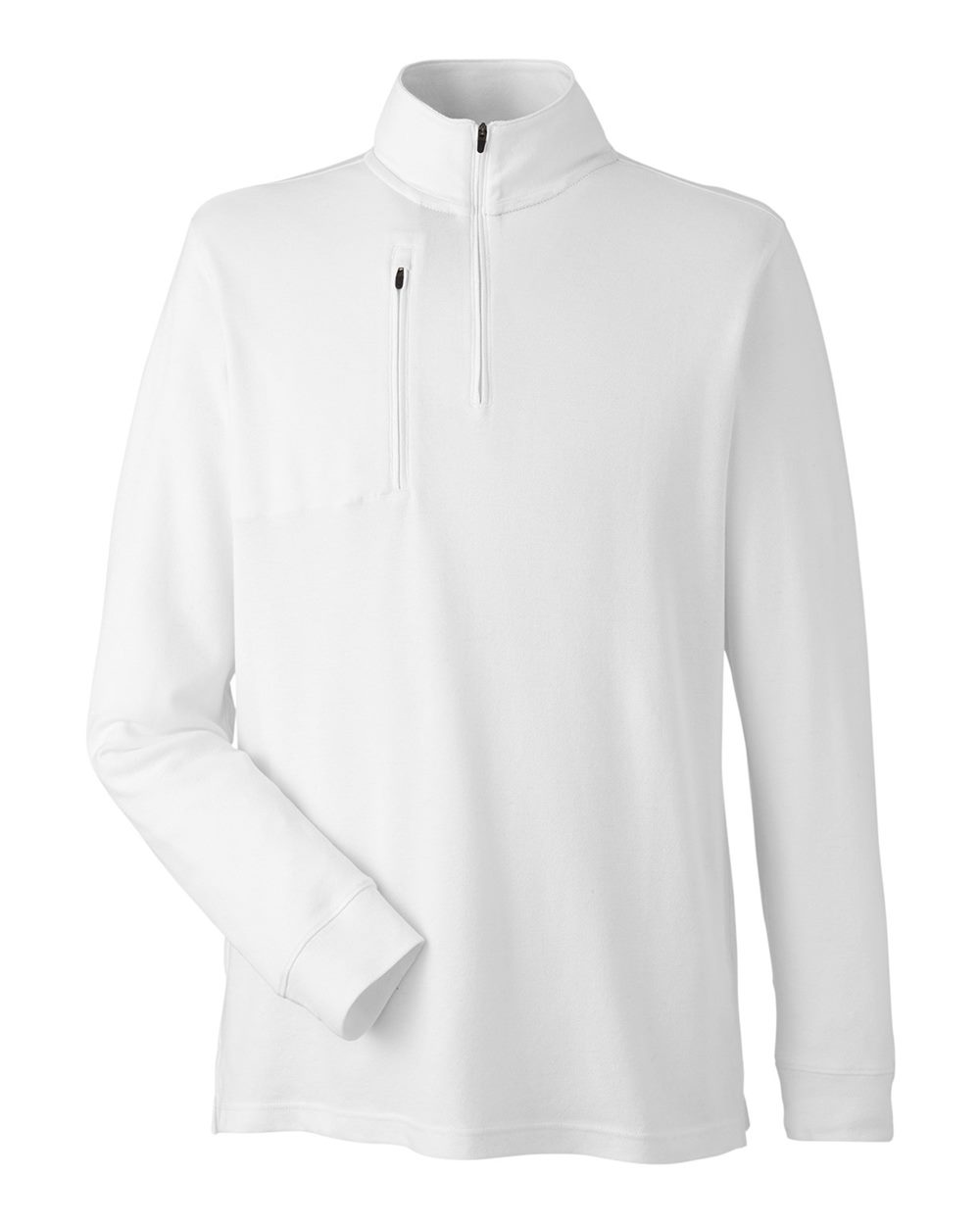 Front View of White Men's New Classics® Performance Quarter-Zip Pullover - DG400