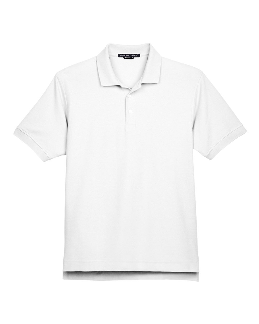 Front View of White Men's Pima Piqué Polo - D100