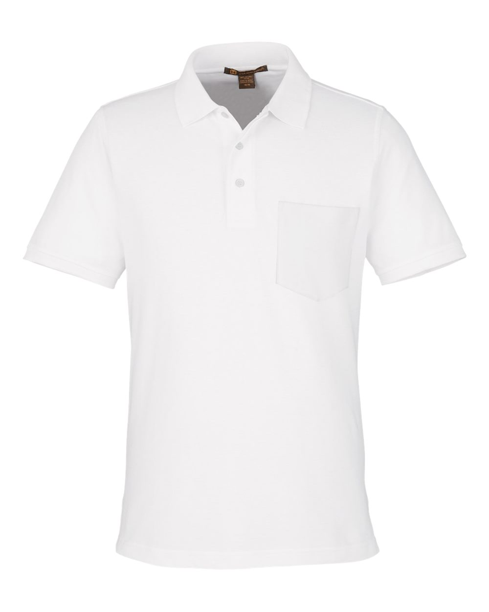 Front View of White Men's Valiant Cotton Snag Protect Pocket Polo - M205P
