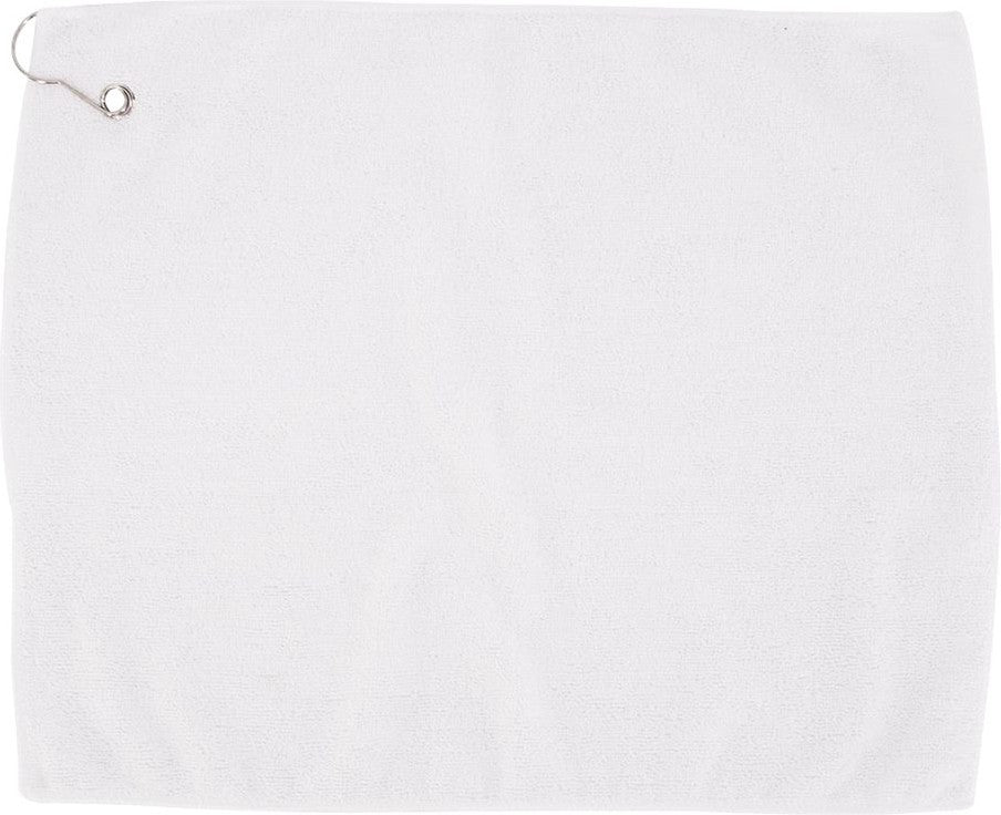 Front View of White Microfiber Golf Towel - C1518MGH