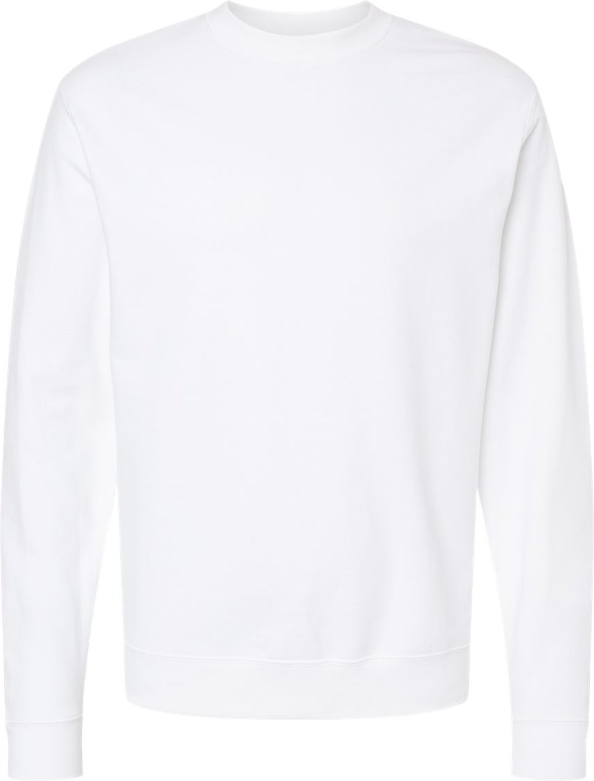 Front View of White Midweight Crewneck Sweatshirt - SS3000
