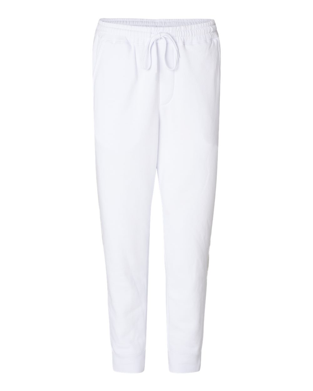 Front View of White Midweight Fleece Pants - IND20PNT