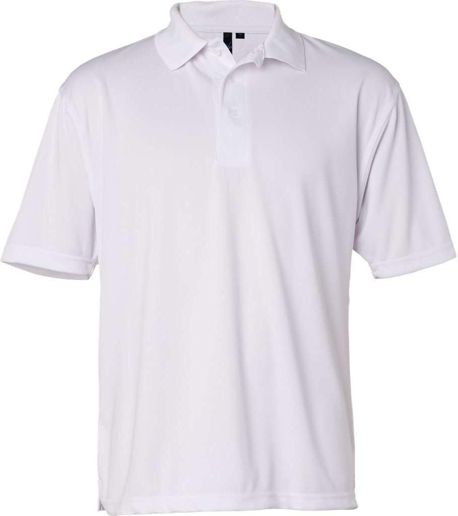 Front View of White Moisture Free Mesh Polo - 0469