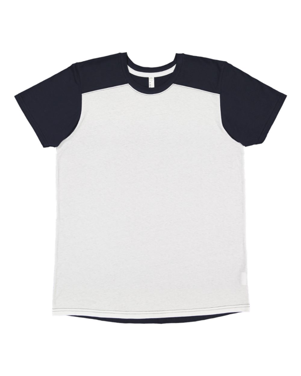 Front View of White/ Navy Forward Shoulder Fine Jersey Tee - 6911