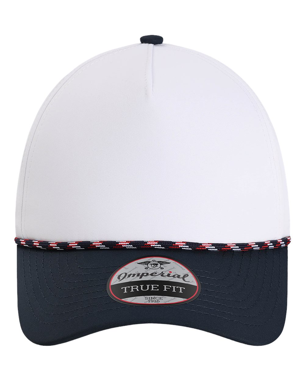 Front View of White/ Navy/ Navy/ Red/ White The Wrightson Cap - 5054