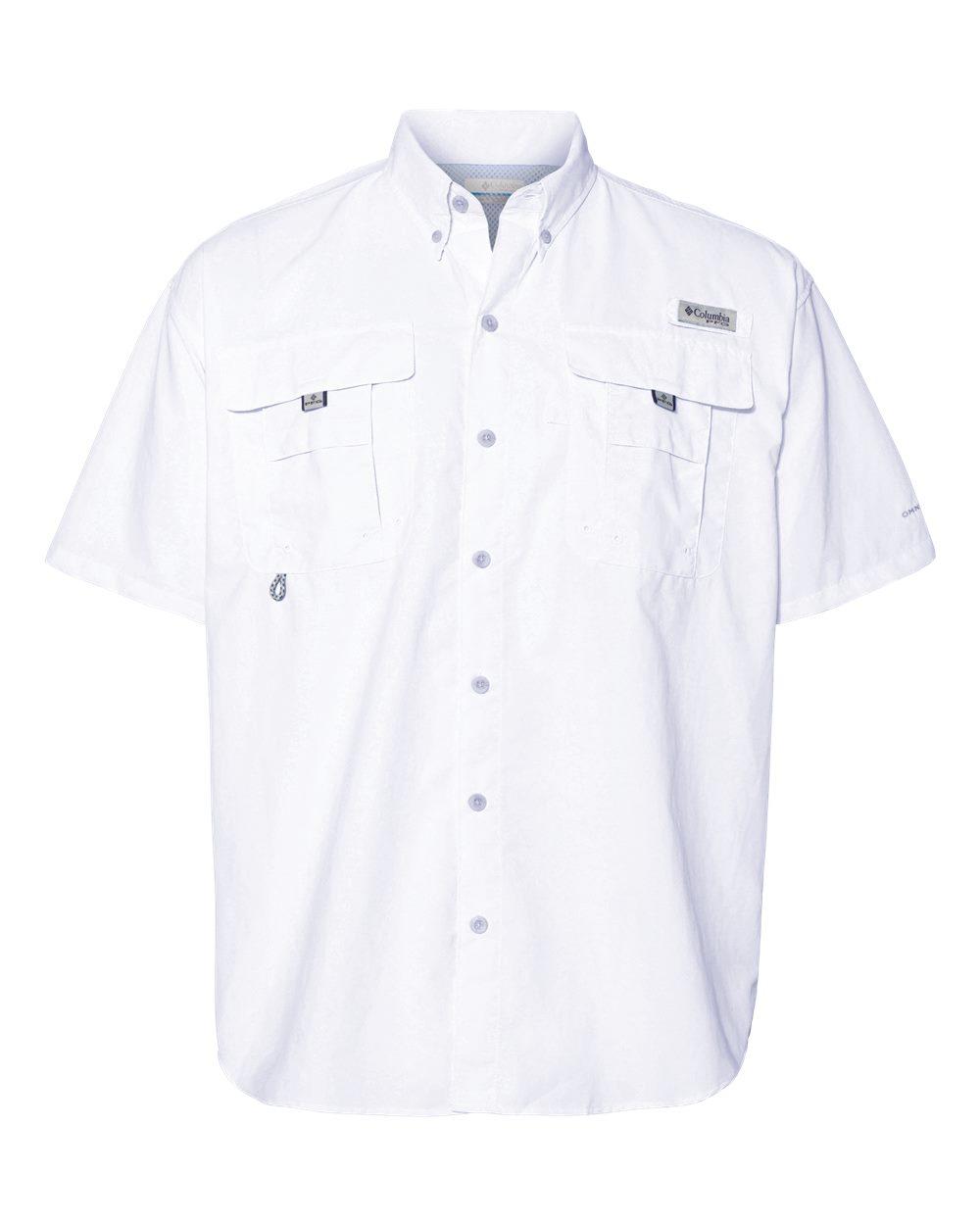 Front View of White PFG Bahama™ II Short Sleeve Shirt - 212464