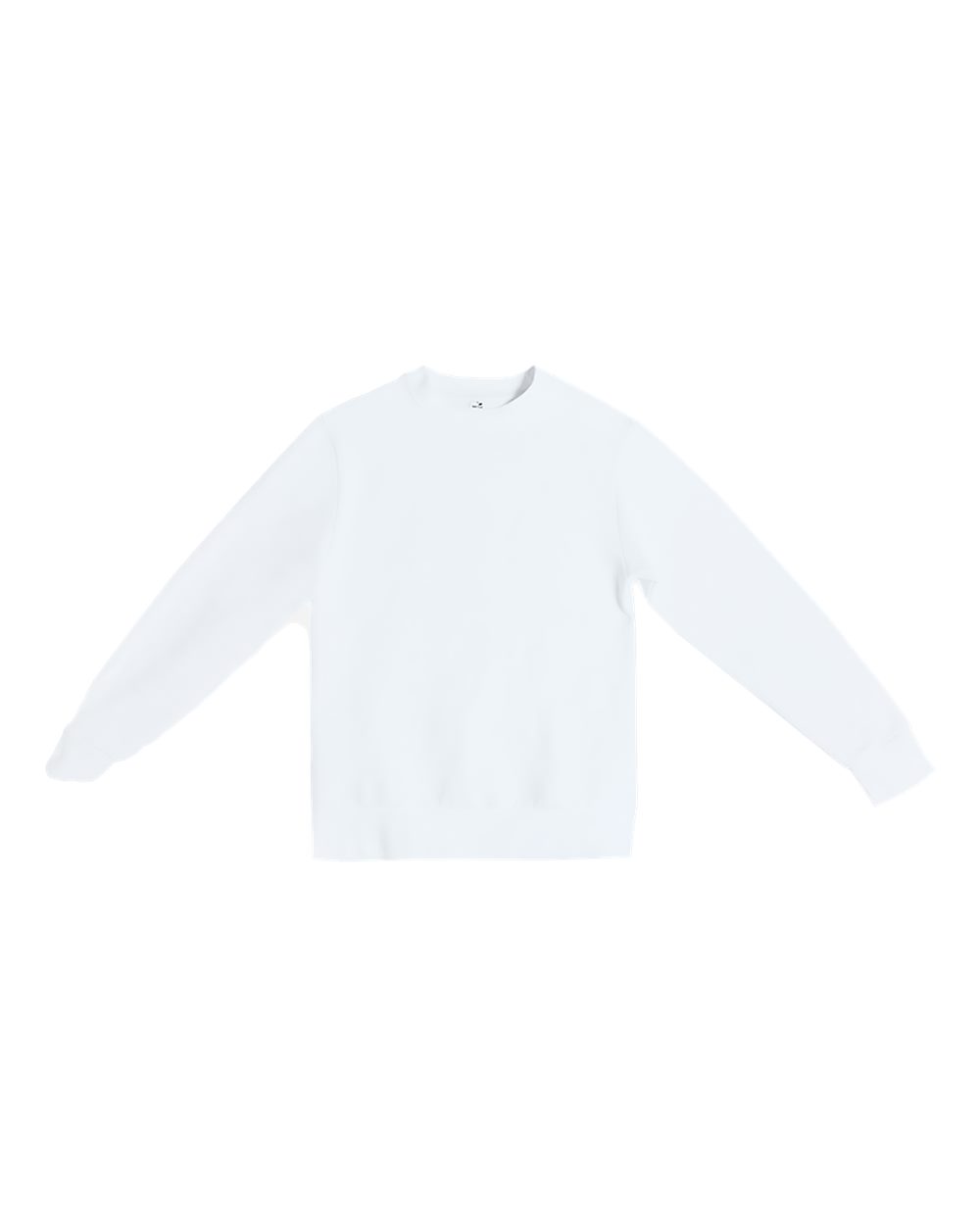 Front View of White Pigment-Dyed Crewneck Sweatshirt - LS16004