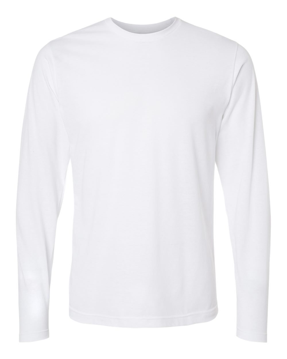 Front View of White Poly-Rich Long Sleeve T-Shirt - 242