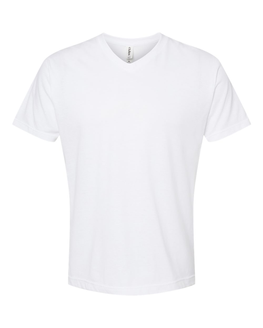 Front View of White Poly-Rich V-Neck T-Shirt - 207
