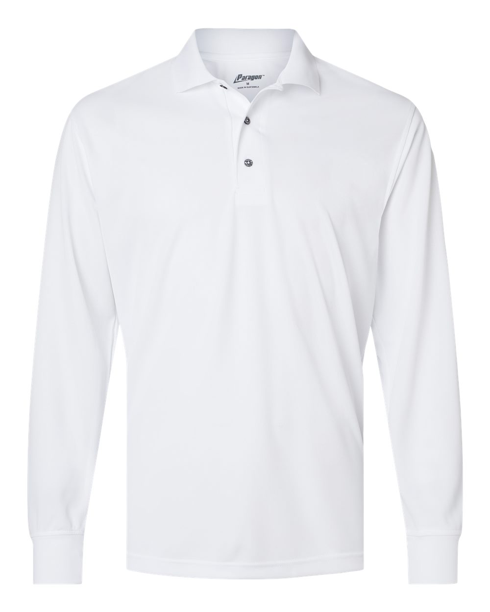 Front View of White Prescott Long Sleeve Polo - 110