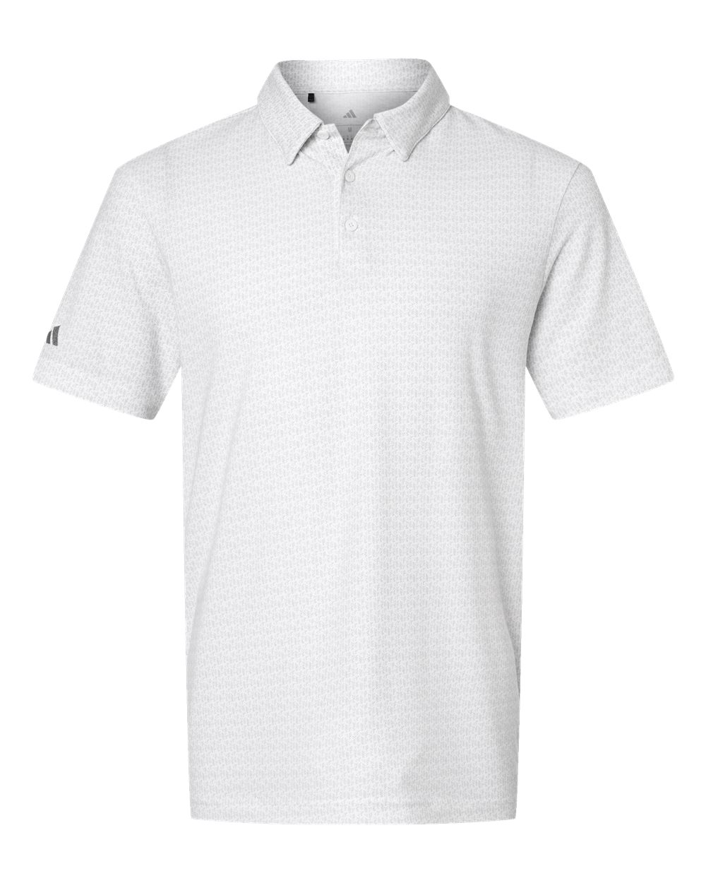Front View of White Printed Blend Polo - A702