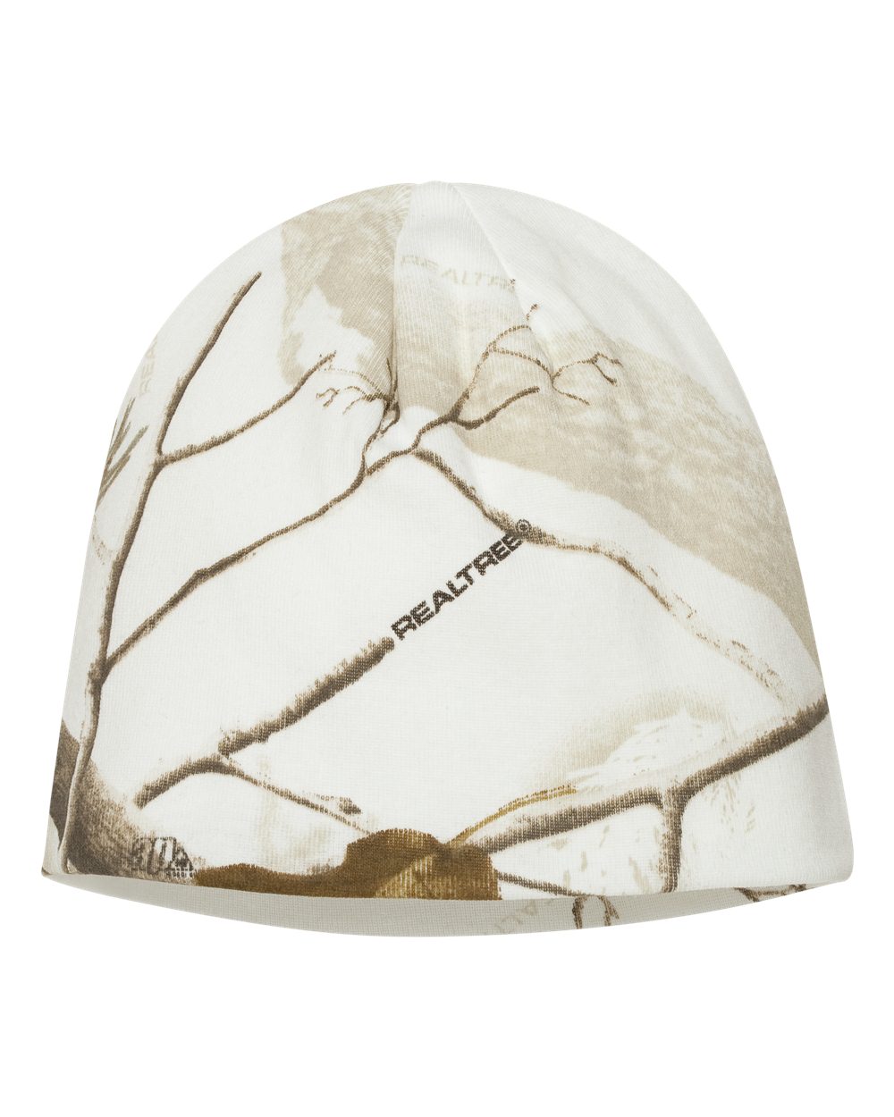 Front View of White Realtree AP 8" Licensed Camo Beanie - LCB08