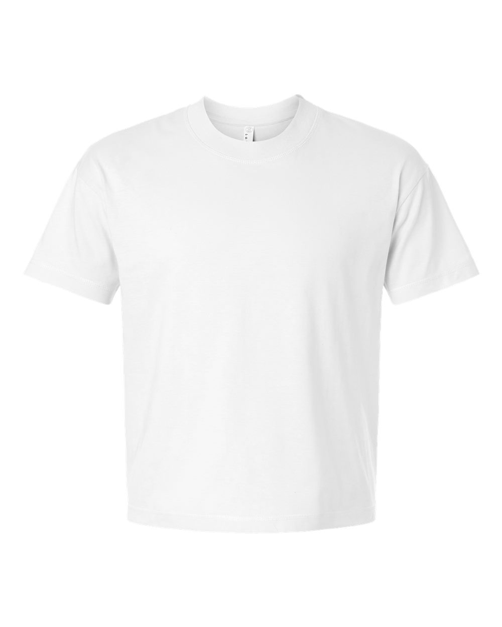 Front View of White Relaxed Crew Tee - 3520
