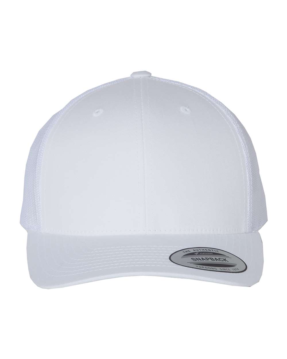 Front View of White Retro Trucker Cap - 6606