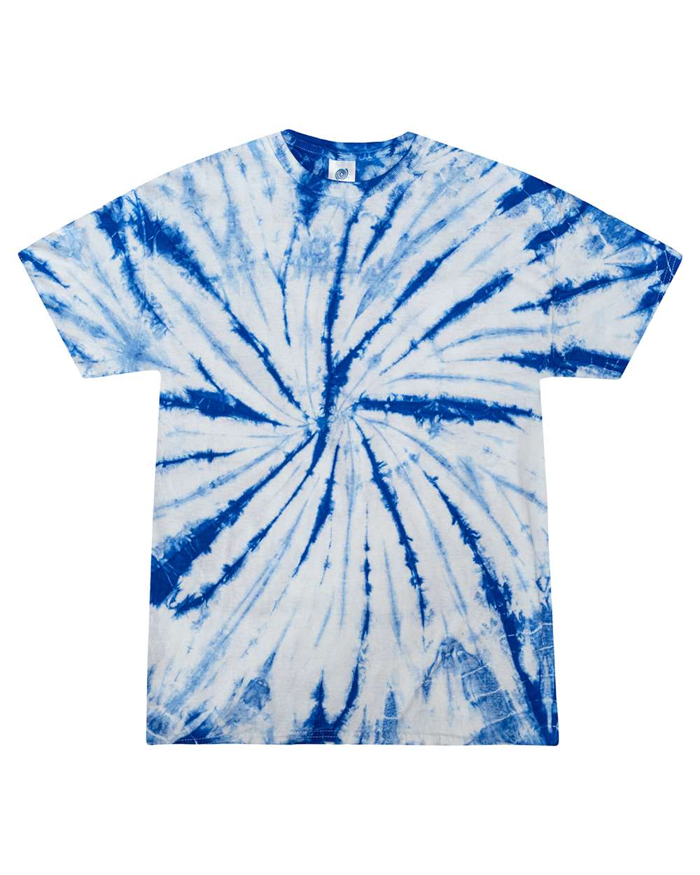 Front View of White/ Royal Youth Multi-Color Tie-Dyed T-Shirt - CD1000Y
