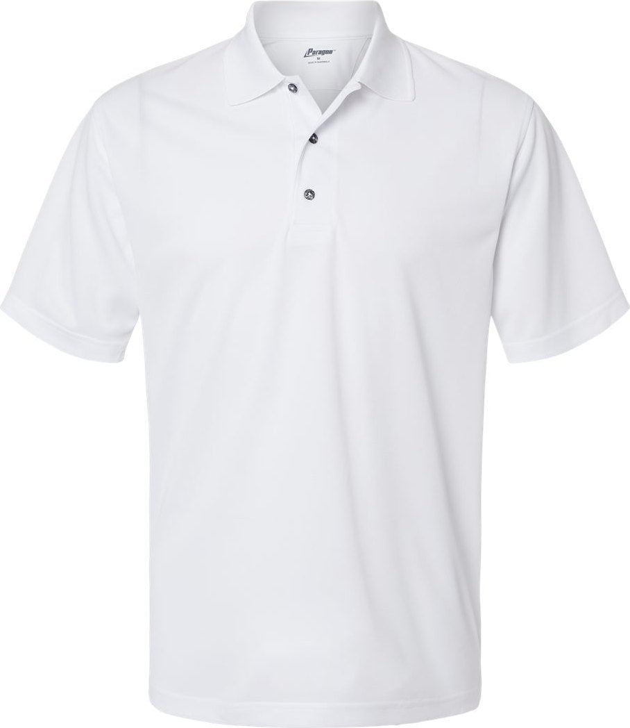 Front View of White Saratoga Performance Mini Mesh Polo - 100
