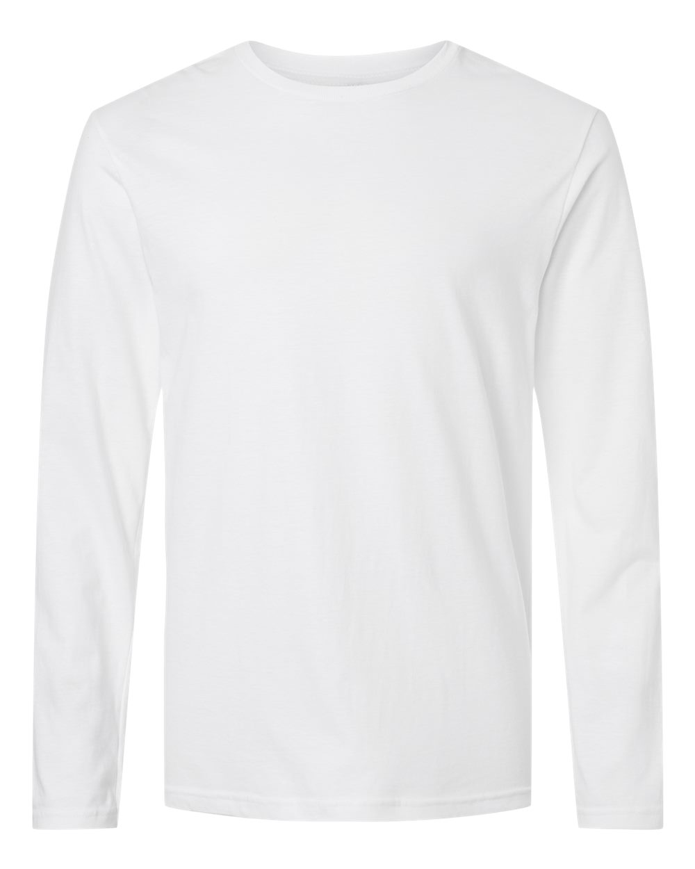 Front View of White Softstyle® Long Sleeve T-Shirt - 64400