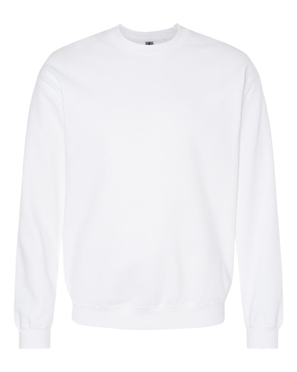 Front View of White Softstyle® Midweight Crewneck Sweatshirt - SF000