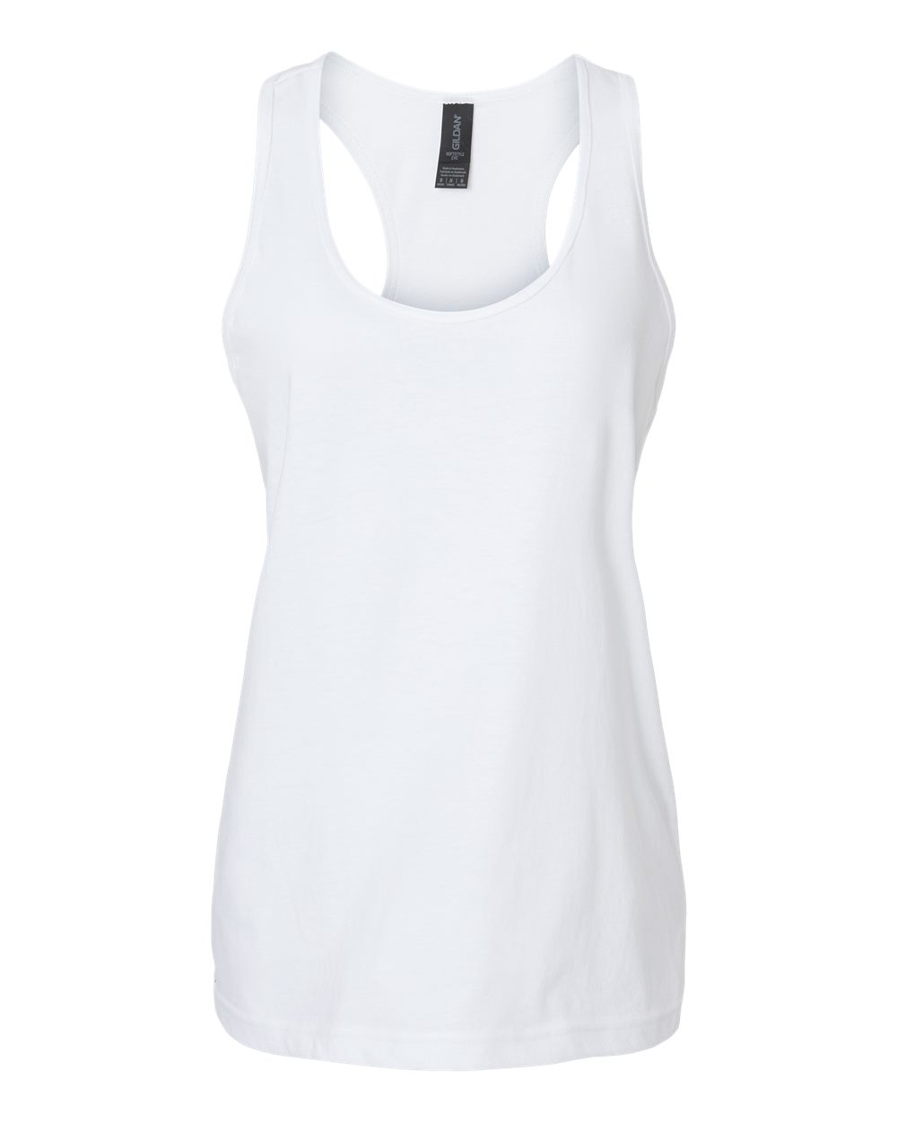 Front View of White Softstyle® Women’s CVC Racerback Tank Top - 64220LCVC