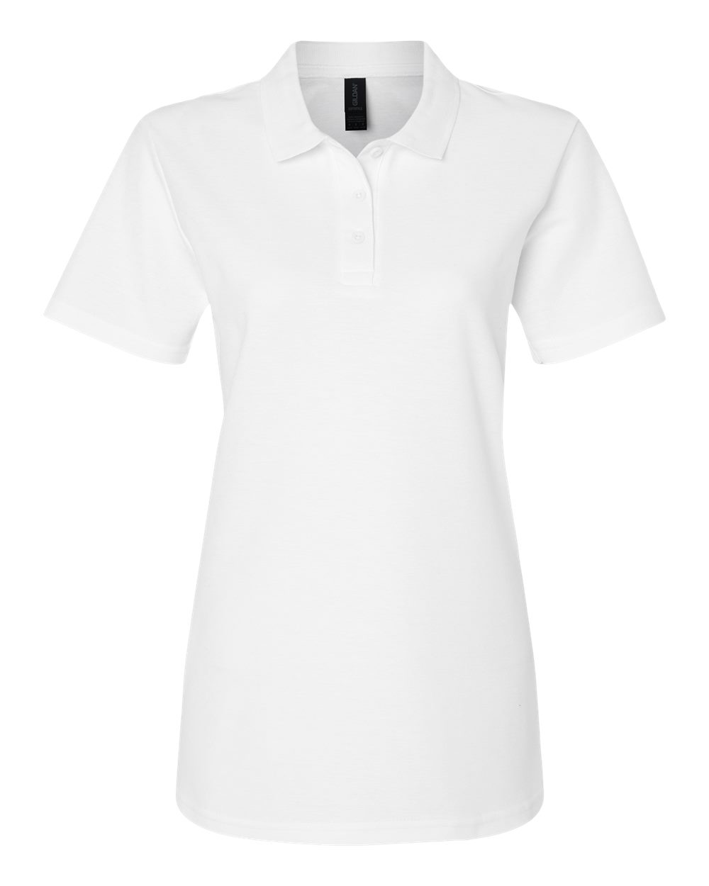 Front View of White Softstyle® Women's Pique Polo - 64800L