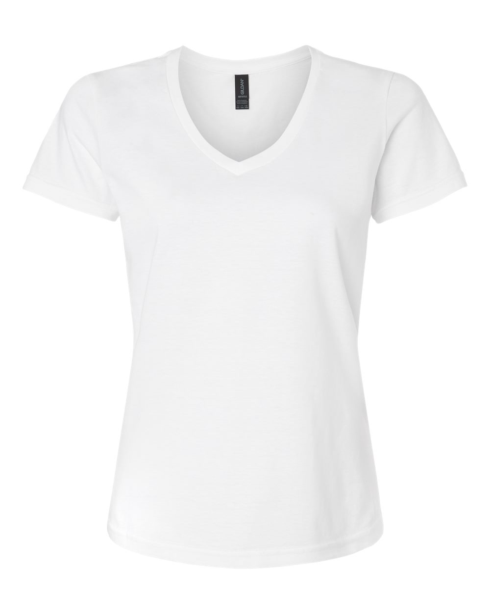 Front View of White Softstyle® Women’s V-Neck T-Shirt - 64V00L
