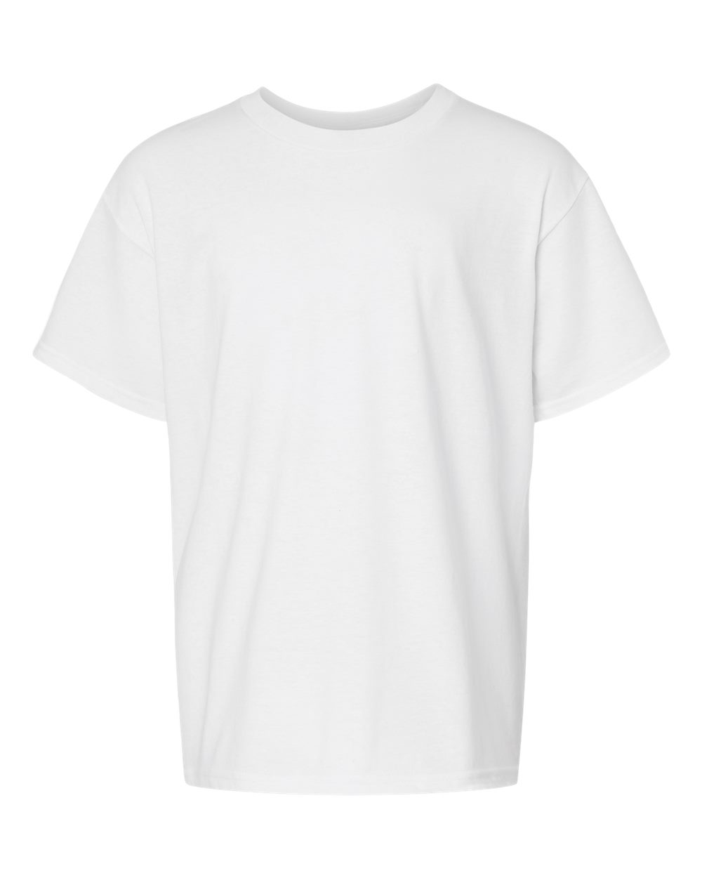 Front View of White Softstyle® Youth CVC T-Shirt - 64000BCVC