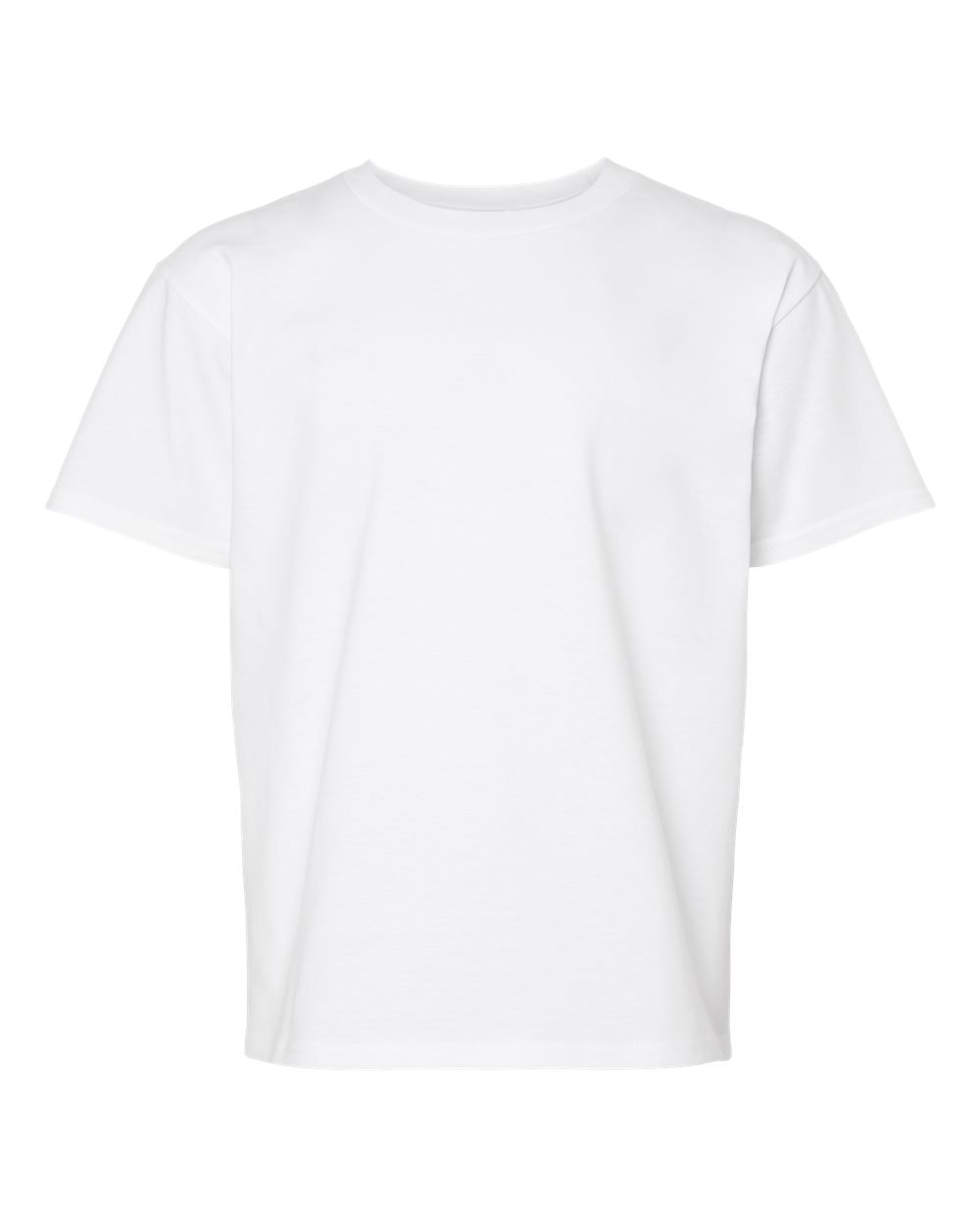 Front View of White Softstyle® Youth Midweight T-Shirt - 65000B